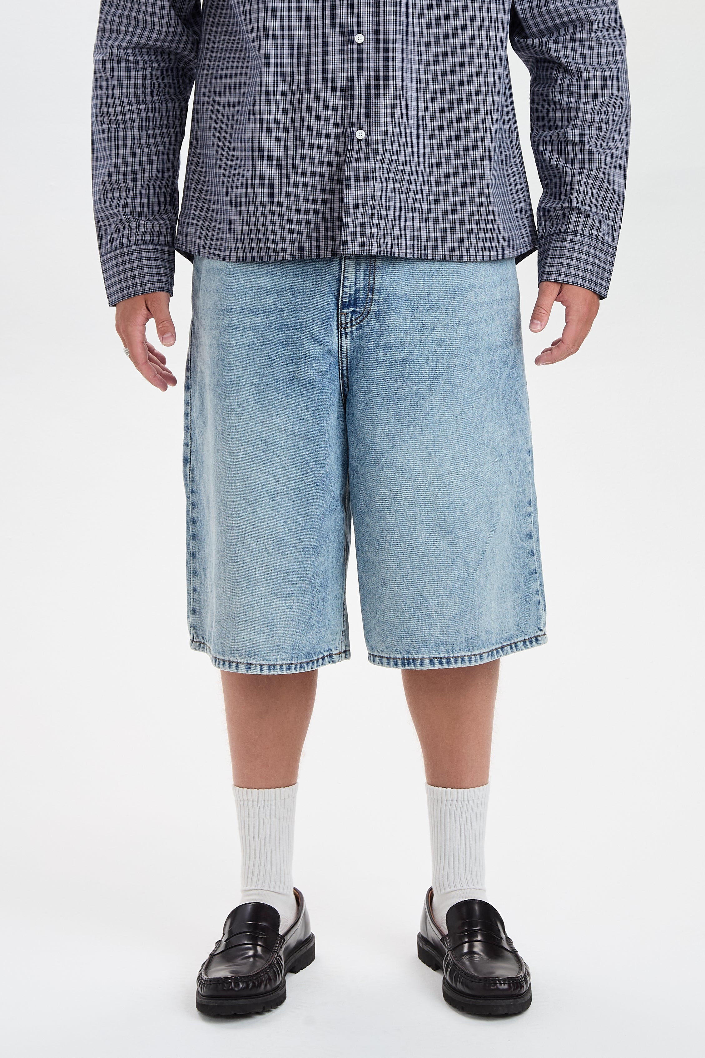 DXHarri Wide Fit Denim Shorts Blue – dxnmxrkfashion